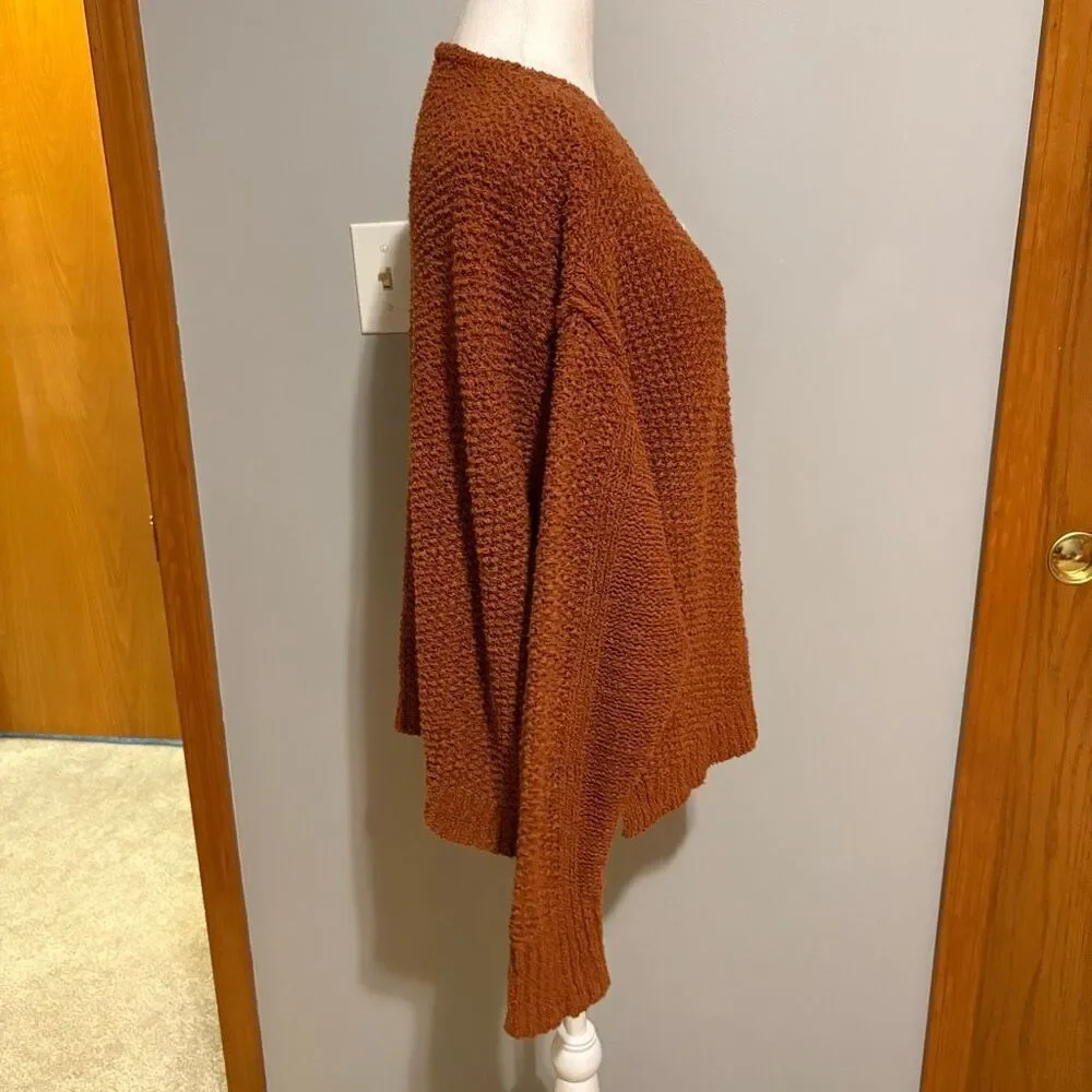 Free People Coco V-Neck twist front textured sweater terracotta size XS/S‎